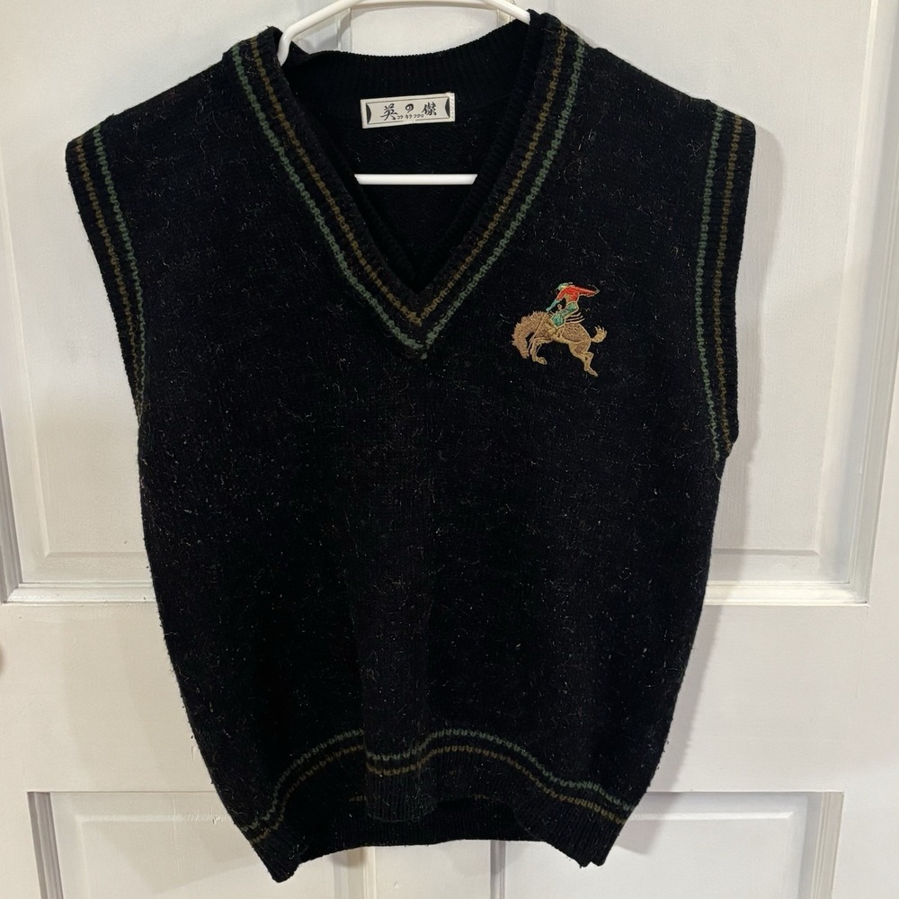 vintage‎ Japanese knit vesr - western cowboy embroidery